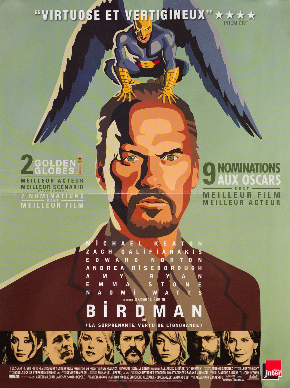 Birdman: Or (The Unexpected Virtue of Ignorance) Original 2014 French Petite Movie Poster
