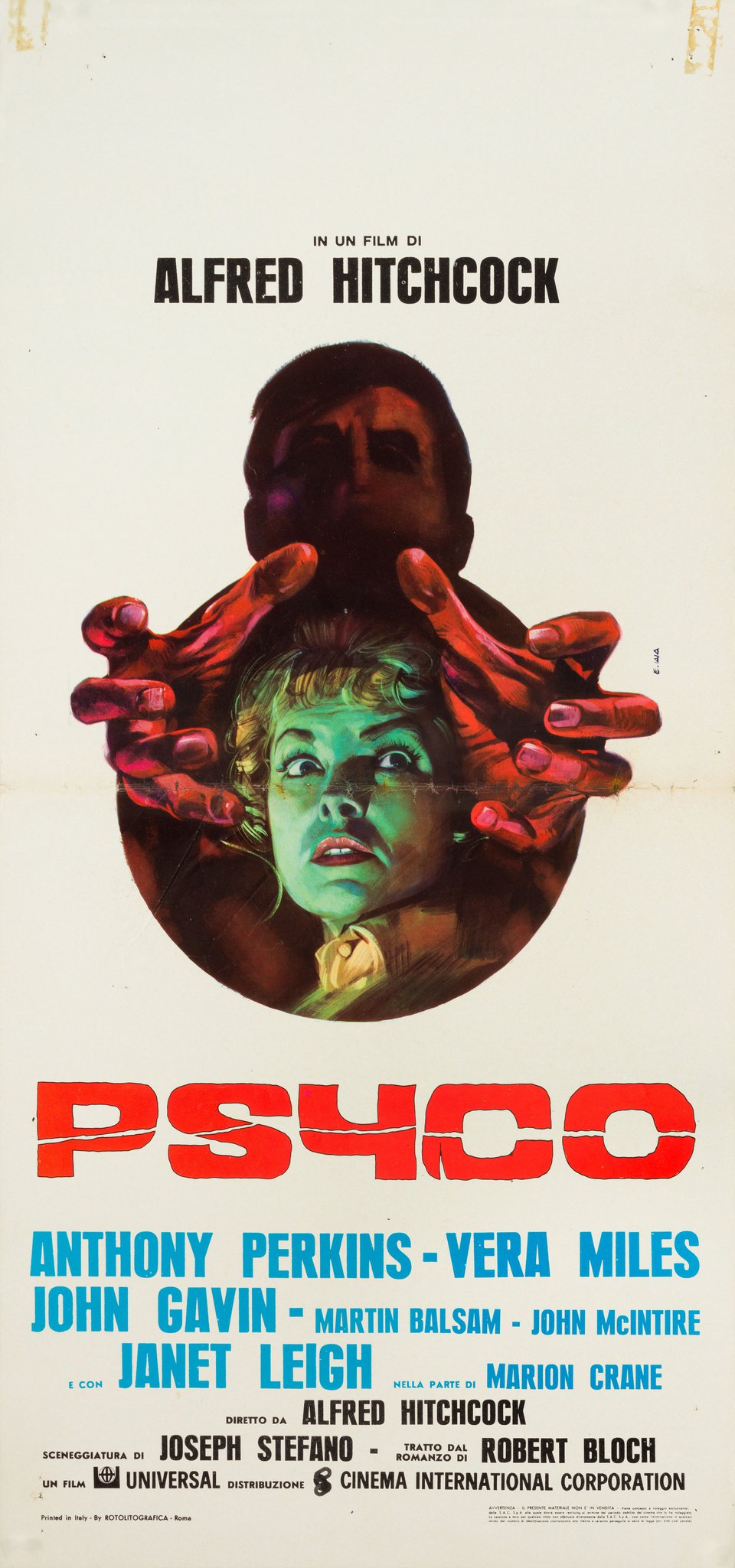 Psycho Original R1970s Italian Locandina Movie Poster