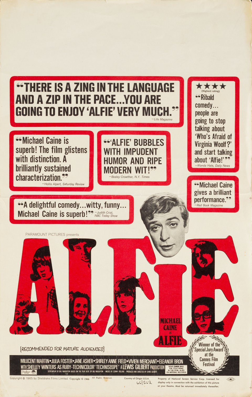 Alfie Original 1966 U.S. Window Card Movie Poster