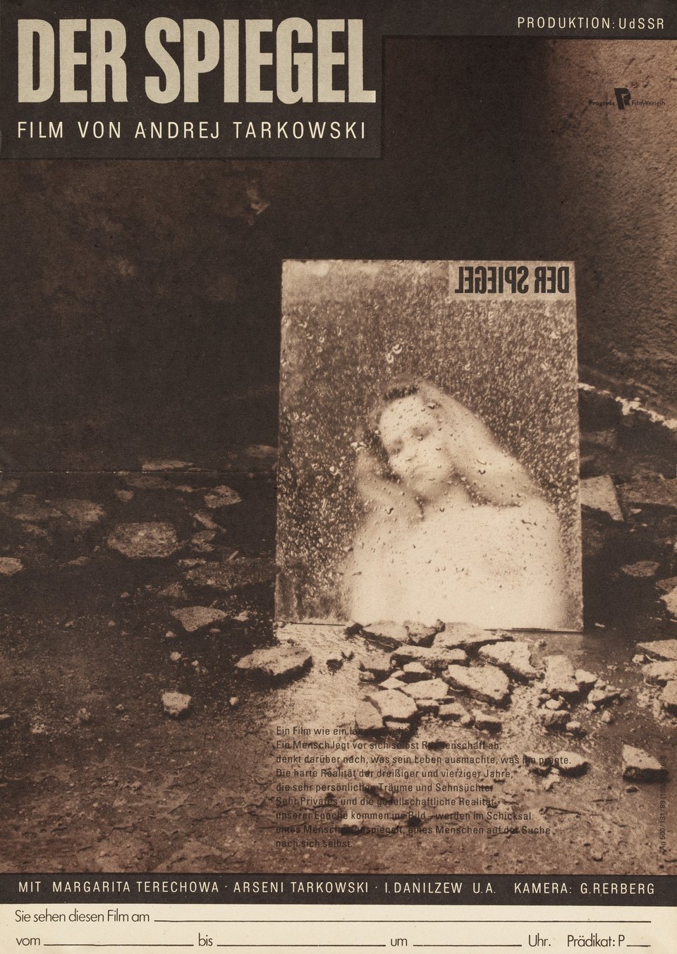 The Mirror Original 1975 East German A3 Movie Poster