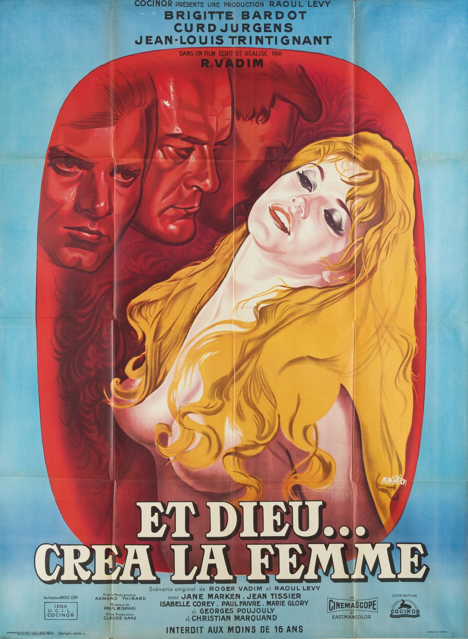 And God Created Woman Original R1964 French Grande Movie Poster