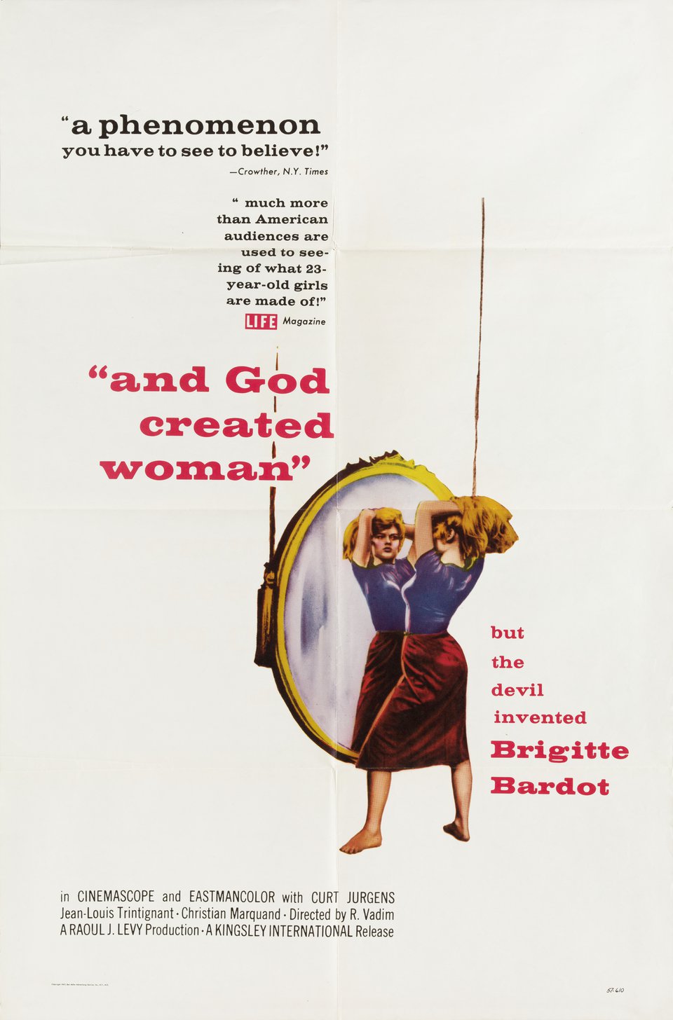 And God Created Woman Original 1957 U.S. One Sheet Movie Poster