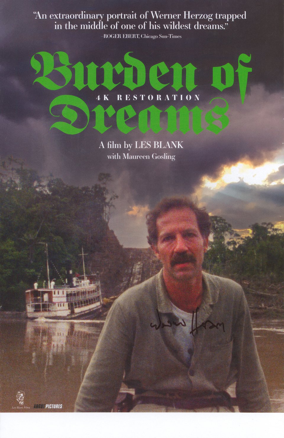 Burden of Dreams Original R2024 U.S. Mini Movie Poster Signed by Werner Herzog