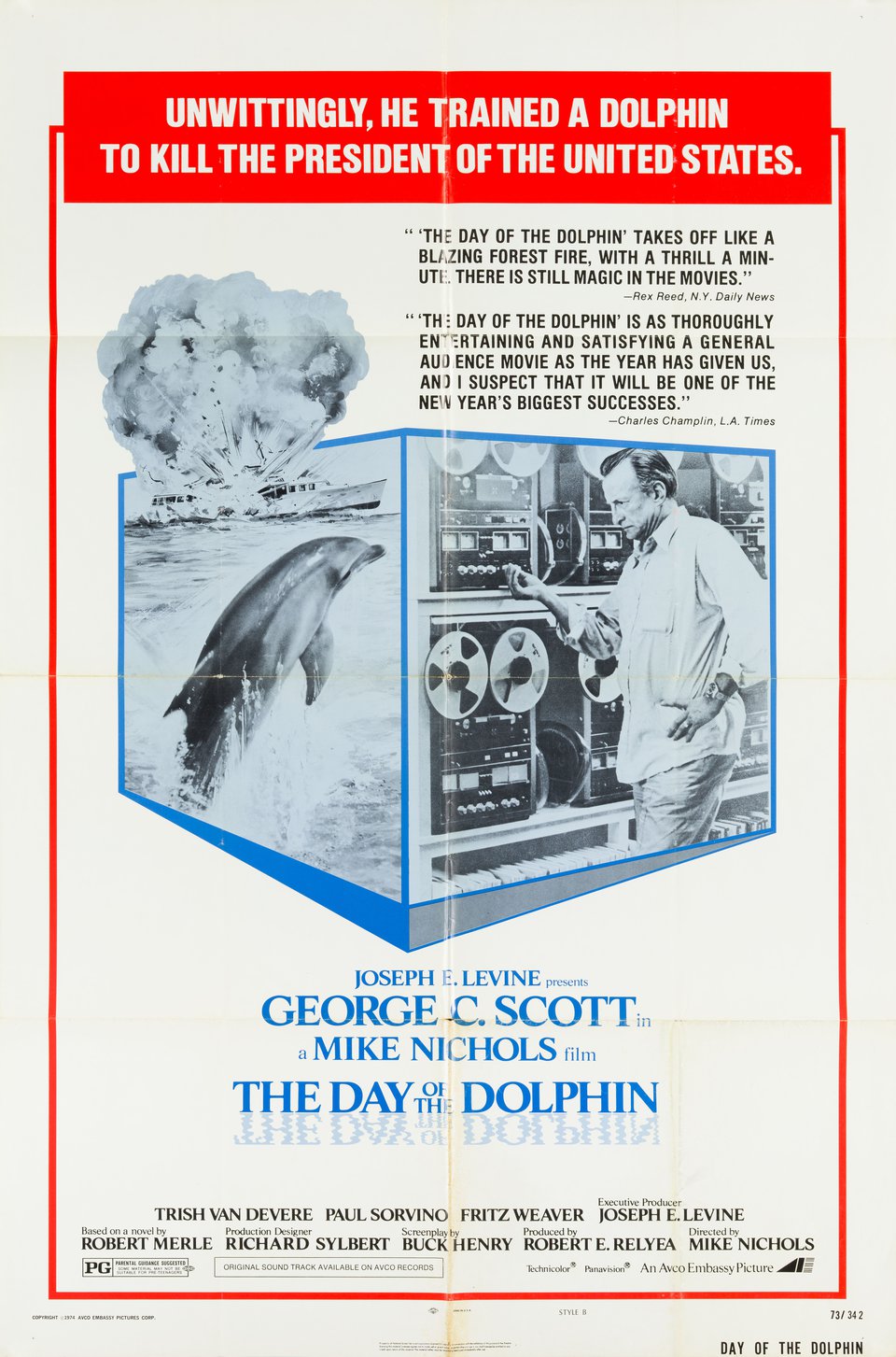 The Day of the Dolphin Original 1973 U.S. One Sheet Movie Poster