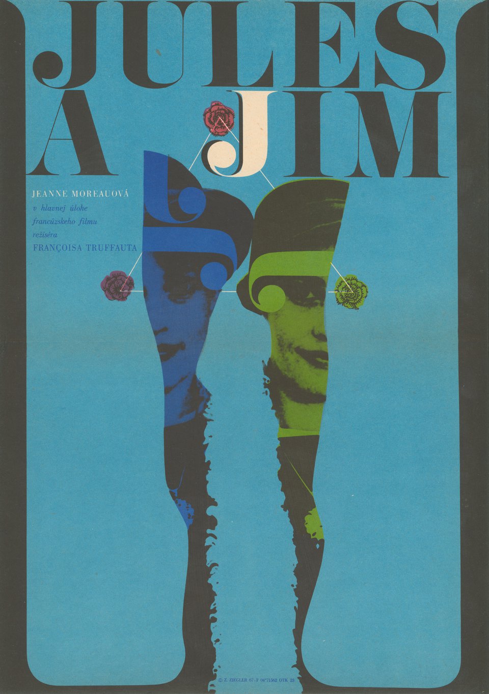 Jules and Jim Original 1967 Czech A3 Movie Poster