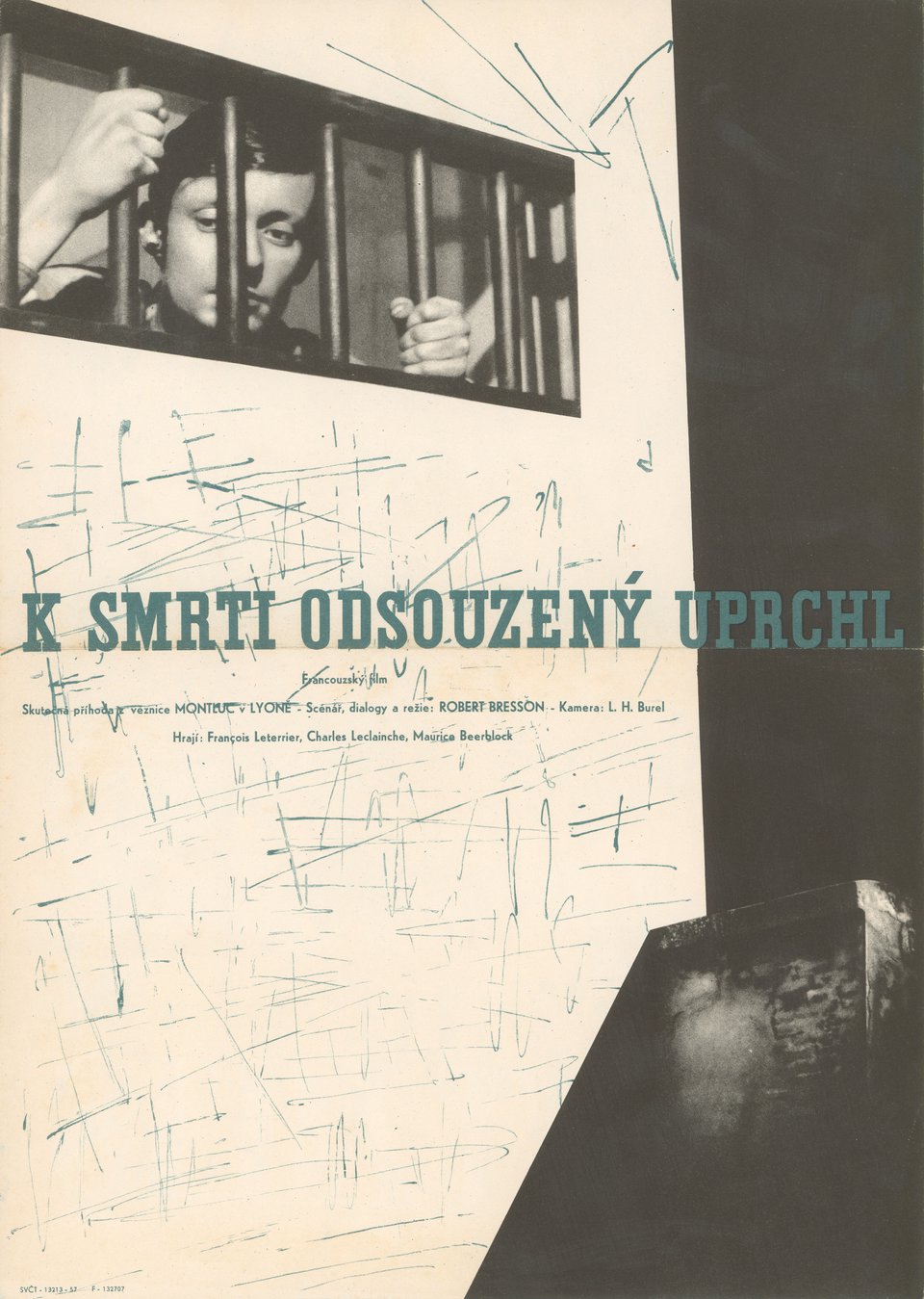 A Man Escaped Original 1957 Czech A3 Movie Poster