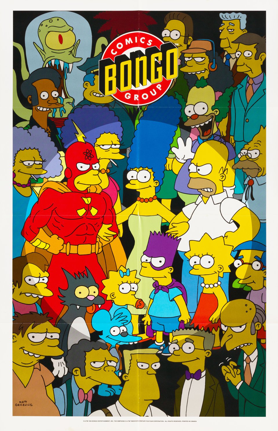 Comics Bongo Group / The Simpsons Original 1993 Canadian Movie Poster