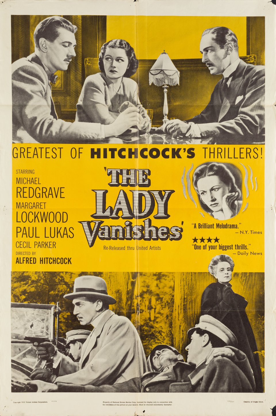 The Lady Vanishes Original R1952 U.S. One Sheet Movie Poster