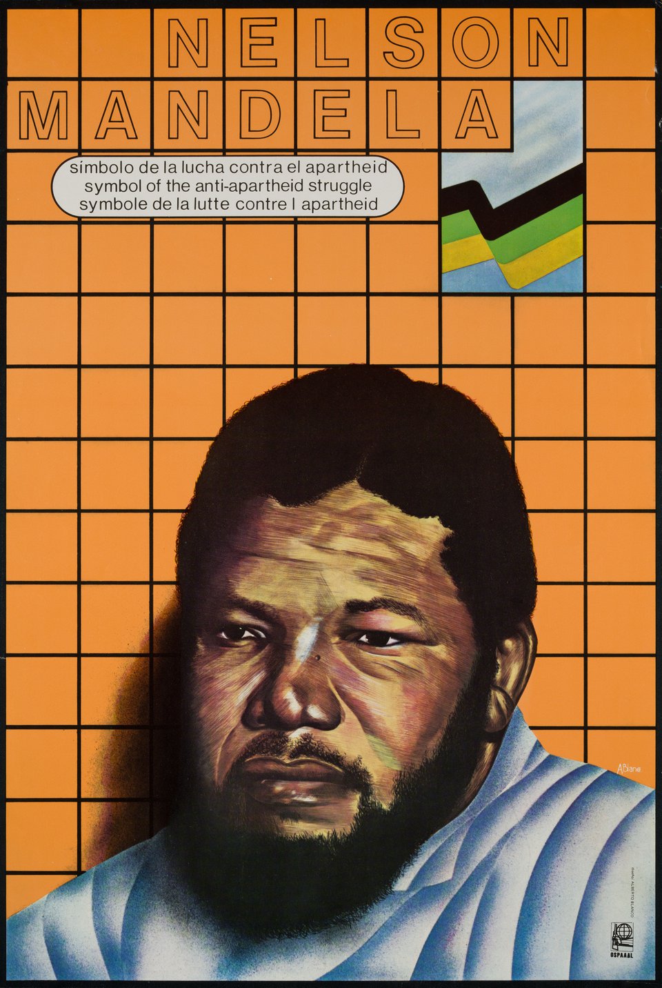 Nelson Mandela Symbol of the anti-Apartheid Struggle Original 1986 Cuban B2 Poster