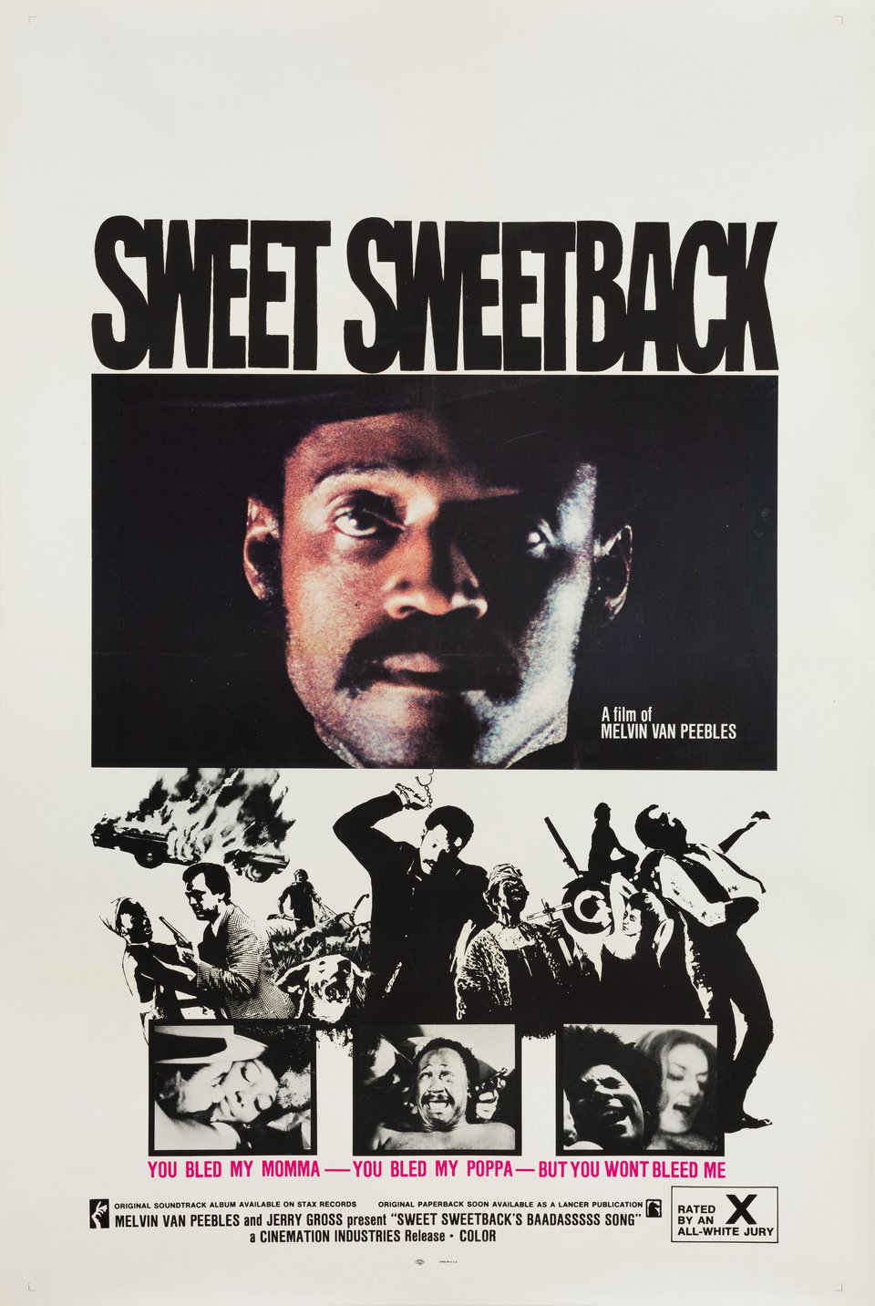 Sweet Sweetback's Baadasssss Song Original 1971 U.S. One Sheet Movie Poster
