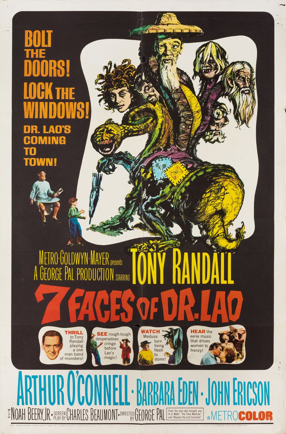 7 Faces of Dr. Lao Original 1964 U.S. One Sheet Movie Poster