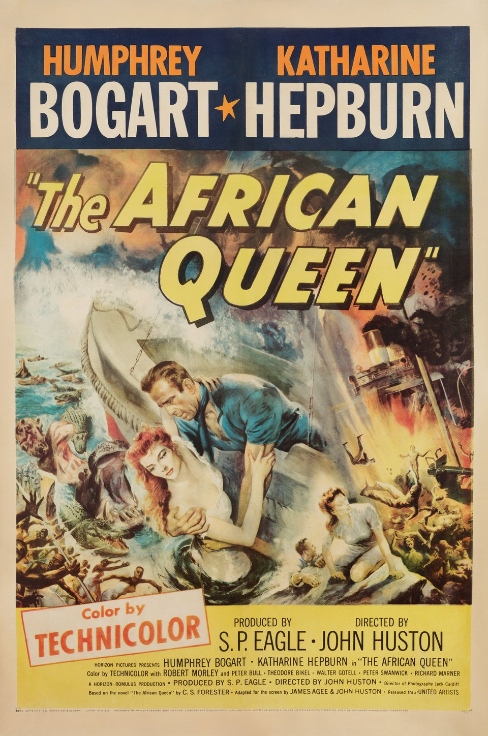 The African Queen Original 1952 U.S. One Sheet Movie Poster