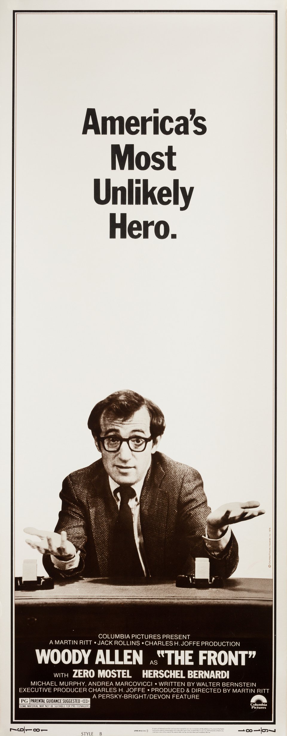 The Front Original 1976 U.S. Insert Movie Poster