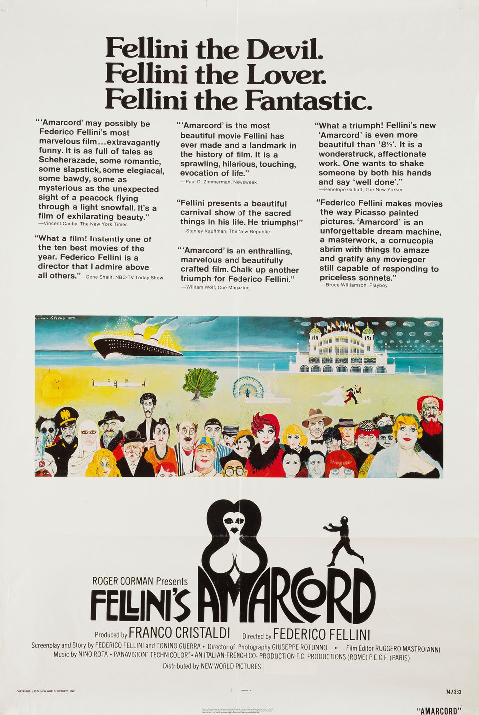 Amarcord Original 1974 U.S. One Sheet Movie Poster