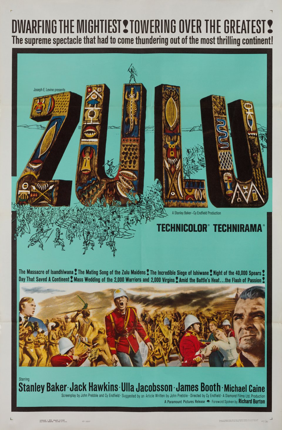 Zulu Original 1964 U.S. One Sheet Movie Poster