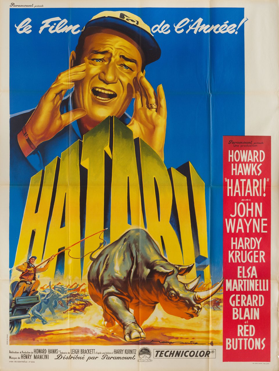 Hatari! Original 1962 French Grande Movie Poster - Posteritati Movie ...