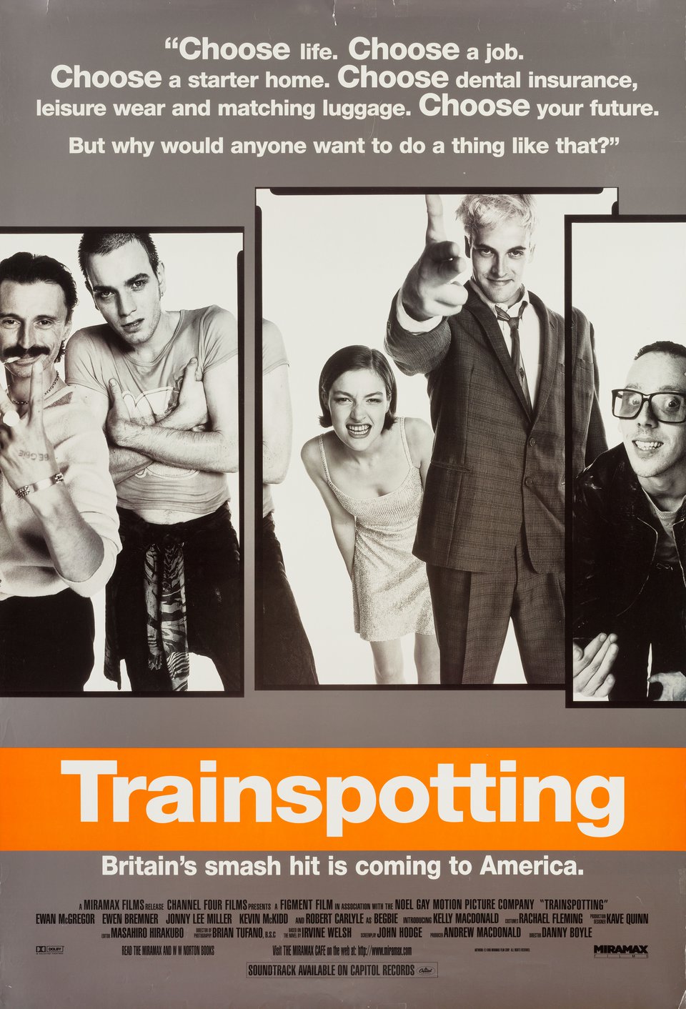 【希少】trainspotting 劇場用ポスター ドイツ版 90s オリジナル Trainspotting Original 1996 U.S. One Sheet Movie Poster